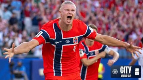 Haaland double Norway tops Group I with World Cup win