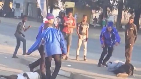 Petrol attendants filmed assaulting two men after alleged fuel drive-off