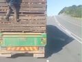WATCH: Suspected Cargo Thief Left Hanging Upside Down After Botched Escape From Moving Truck on R72